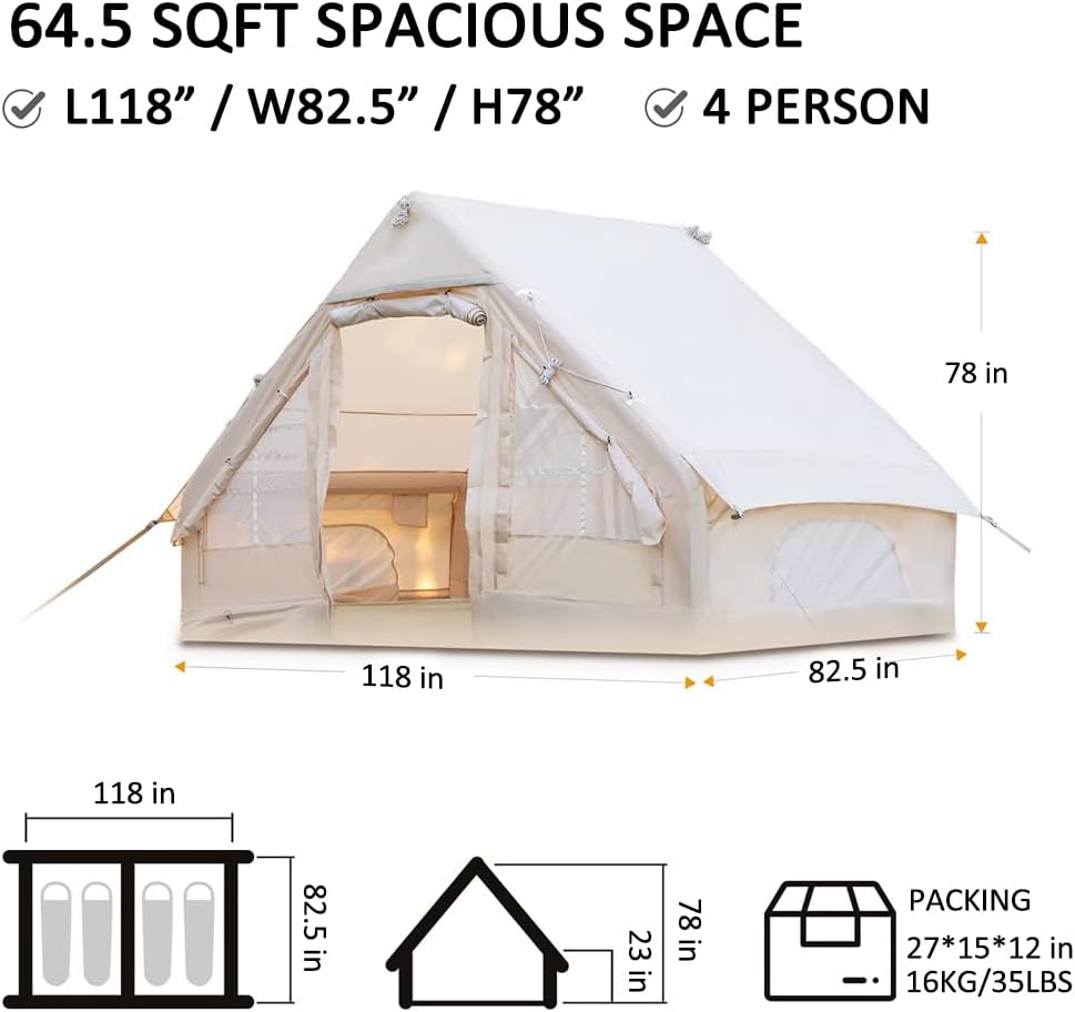 4-6 Person Waterproof Inflatable Camping Tent