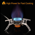 Portable Camping Gas Stove with 1 Propane Tank Adapter, Foldable Camp Stove Backpacking Stove with Piezo Ignition for Outdoor Hiking Cooking Burner