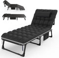Camping Cot 5+2 Positions Adjustable Reclining Folding Camping Cot Sleeping Bed Cots for Adults Outdoor Portable Chaise Lounge Chair W/Carry Bag Pillow Cushion for Home Nap Beach Travel
