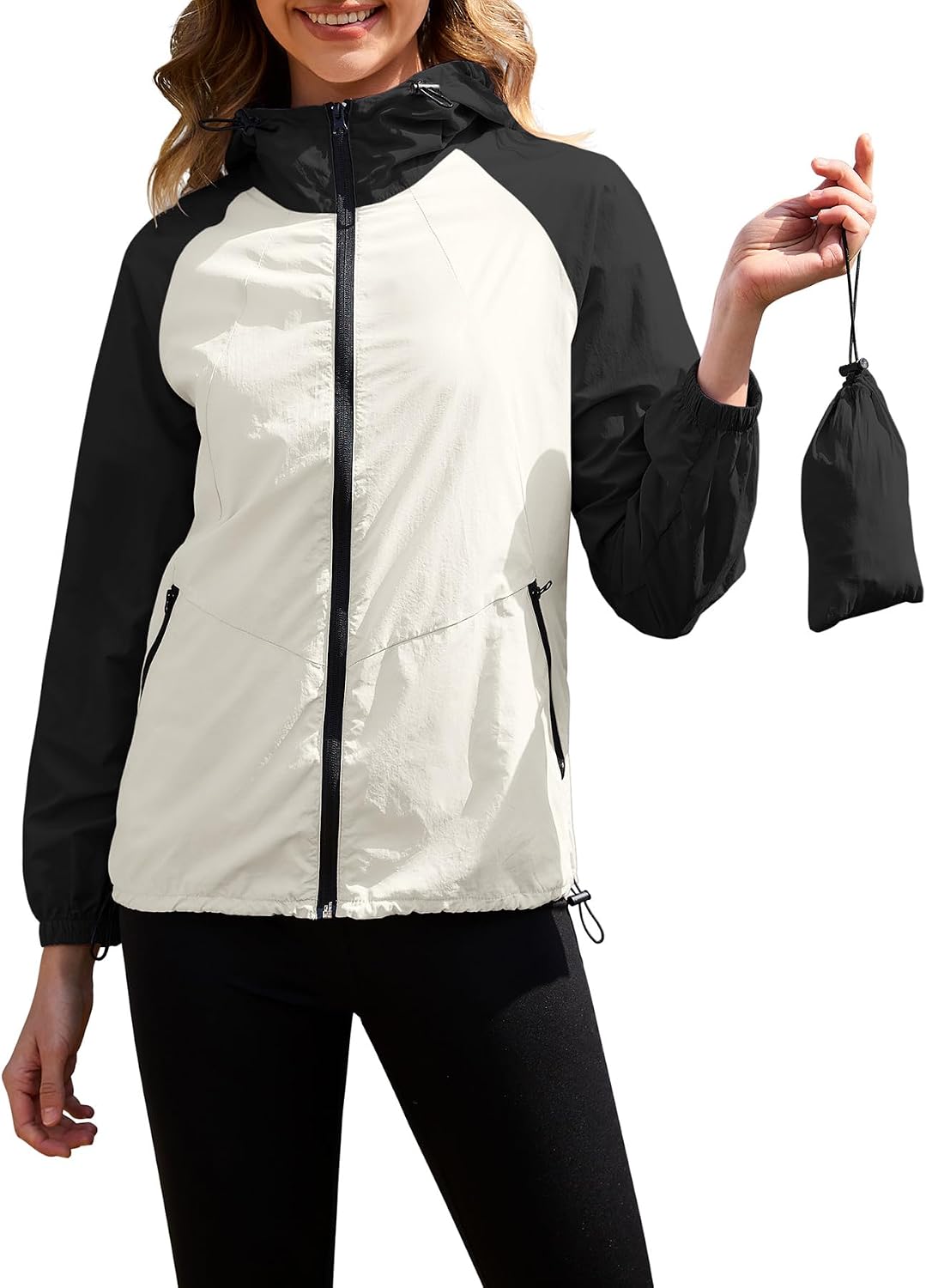 Packable Rain Jacket Women Waterproof Lightweight Rain Coats for Women with Hood Outdoor Windbreaker Jacket S-XXL