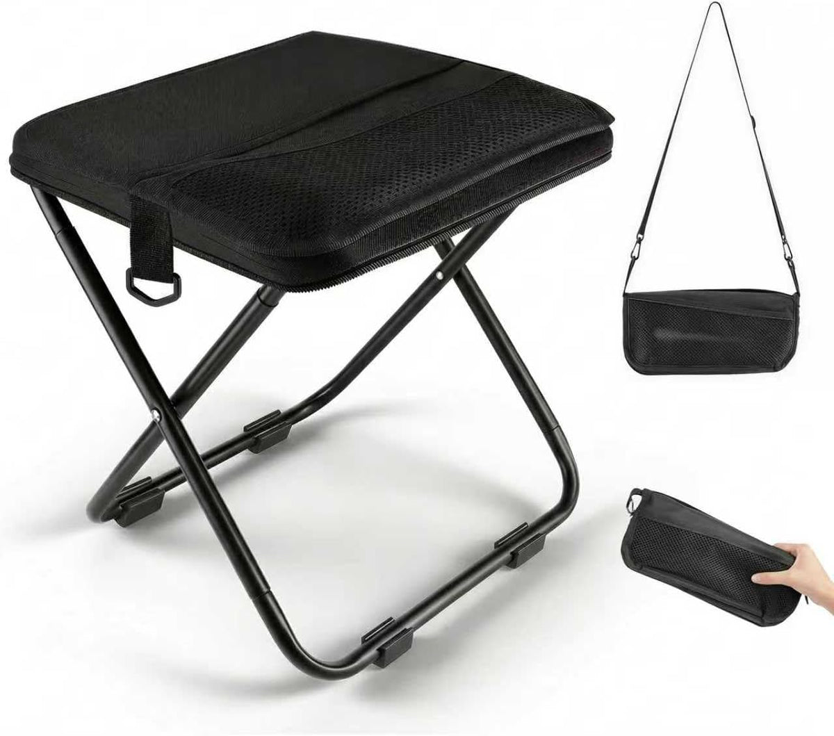 12-Inch Black Pocket Chair with Pockets