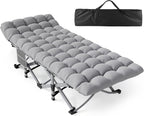 Folding Camping Cot for Adults with Mattress,Max Load 800lbs Cots for Sleeping Camp Cots for Adults Kids Teenage Portable Travel Camp Cot Bed Mattress for Home Office Beach Garden Tent