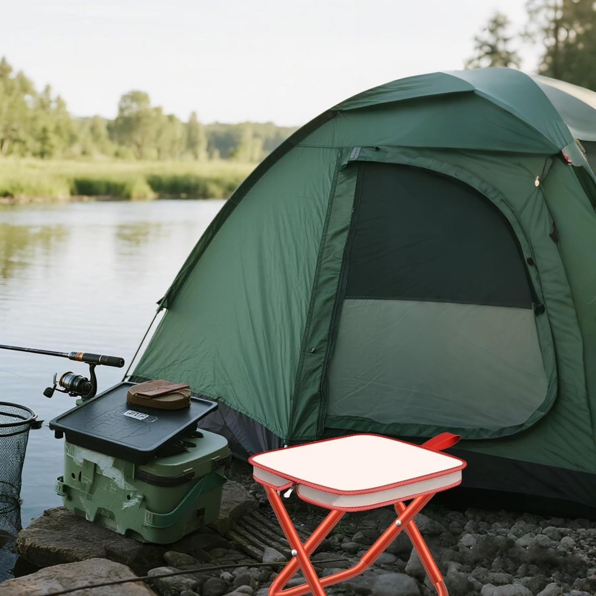 2-Pack Black Large Folding Camping Stools