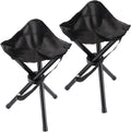 2-Piece Black Portable Tripod Stool Set
