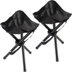 2-Piece Black Portable Tripod Stool Set