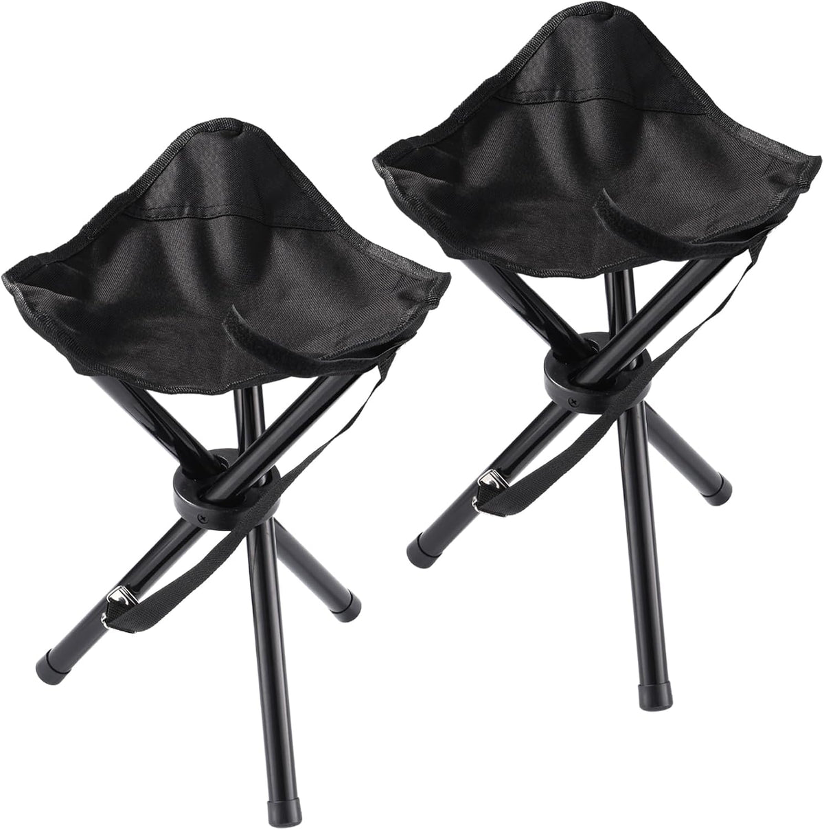 2-Piece Black Portable Tripod Stool Set