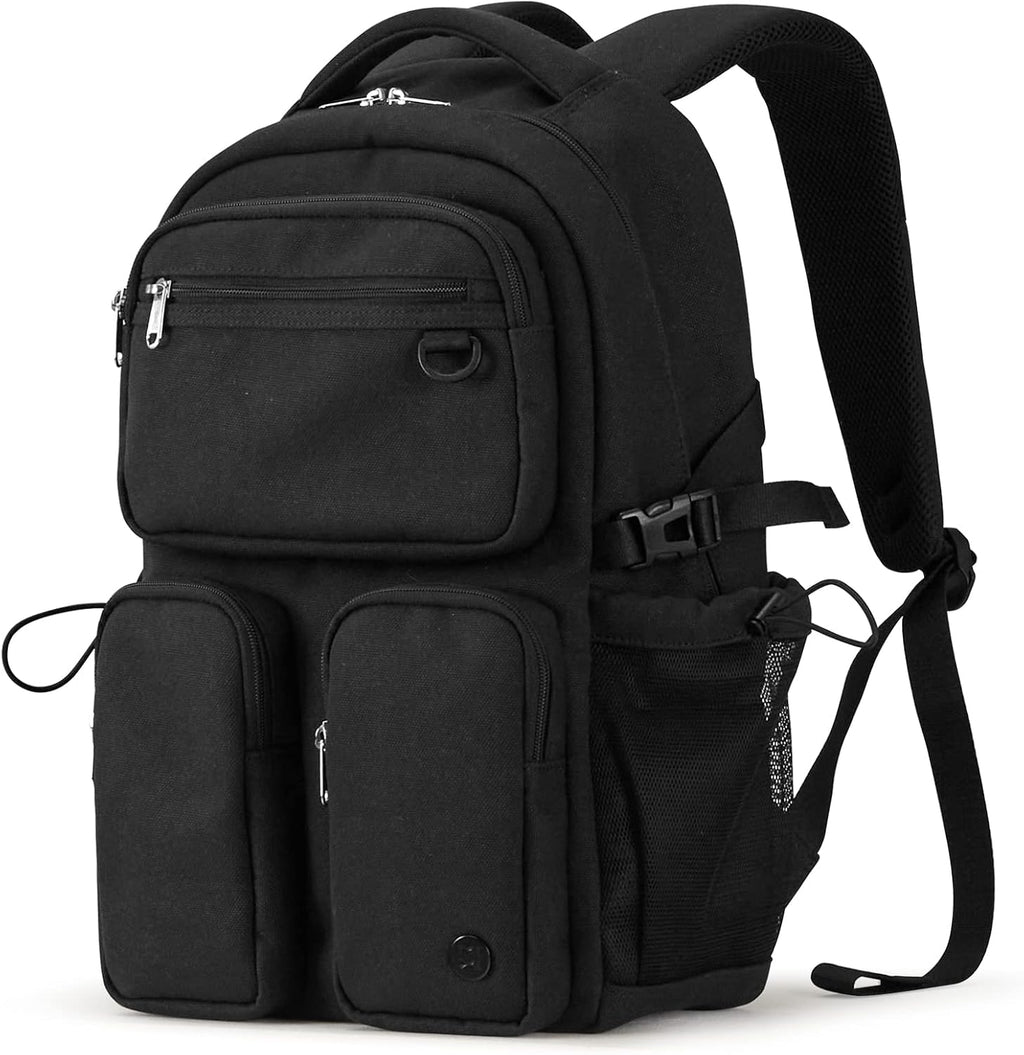 Travel Laptop Backpack, Lightweight Durable School Bookbag Men Woman 15.6" Computer Bag, Water Resistant Outdoor Hiking Backpacks With Multifunction Pockets, 17 Inch, Black
