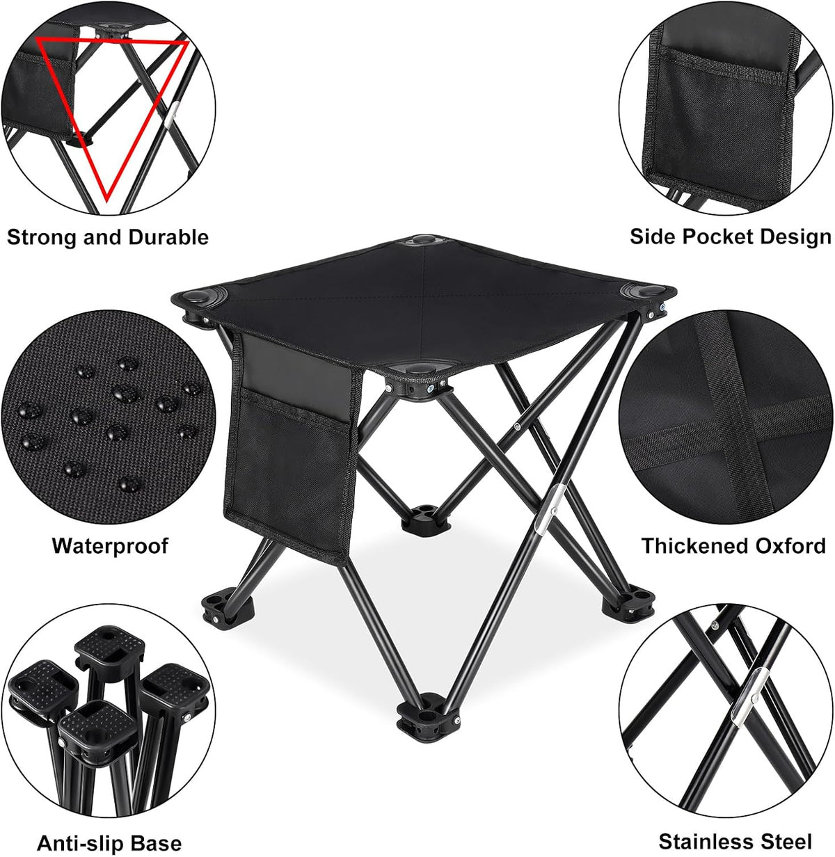 2-Pack Folding Camping Stool with Bag