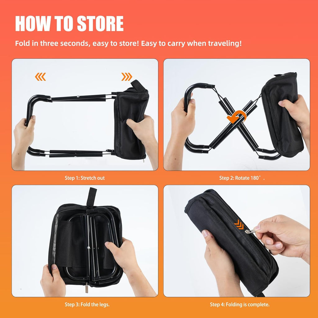 12-Inch Portable Folding Stool with Bag