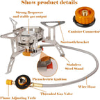 Camping Stove 3500 W, Outdoor Gas Stove Small Foldable Camping Stove Gas Stove with Adapter Camping with Piezo Ignition for Outdoor Picnic Trekking Hiking Hiking