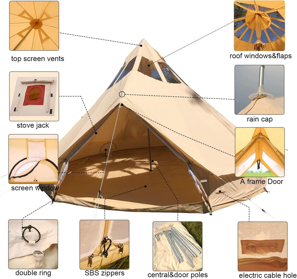 6-8 Person Waterproof Canvas Bell Tent