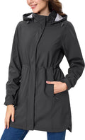 Women Long Fleece Lined Jackets Warm Winter Windbreaker Rain Coat Hooded Softshell Windproof Insulated