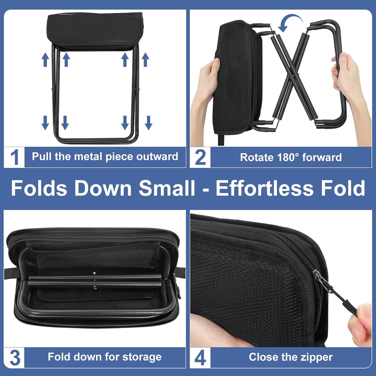 Lightweight Camp Stool with Side Pocket