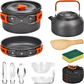 Camping Cookware Set, 13-Piece Foldable Outdoor Crockery Set with Camping Pot, Camping Frying Pan and Teapots for Hiking Outdoor Cooking Picnic 1-4 People