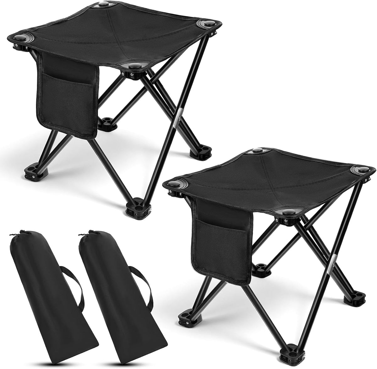 2-Pack Black Lightweight Folding Camping Stool