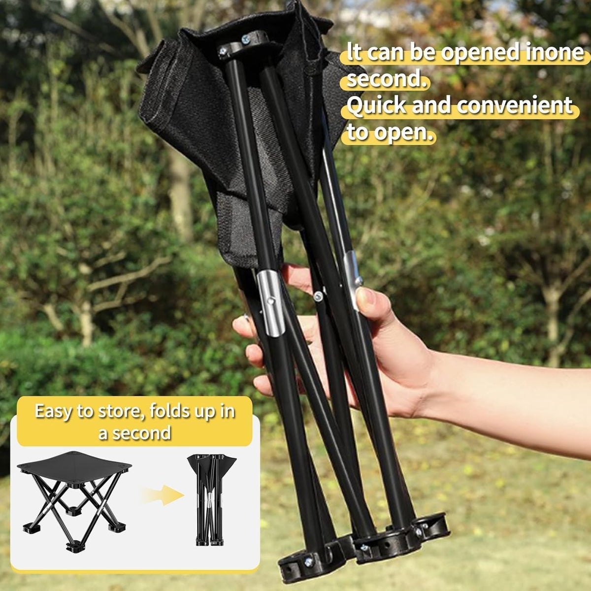 Black Lightweight Outdoor Folding Camping Stool