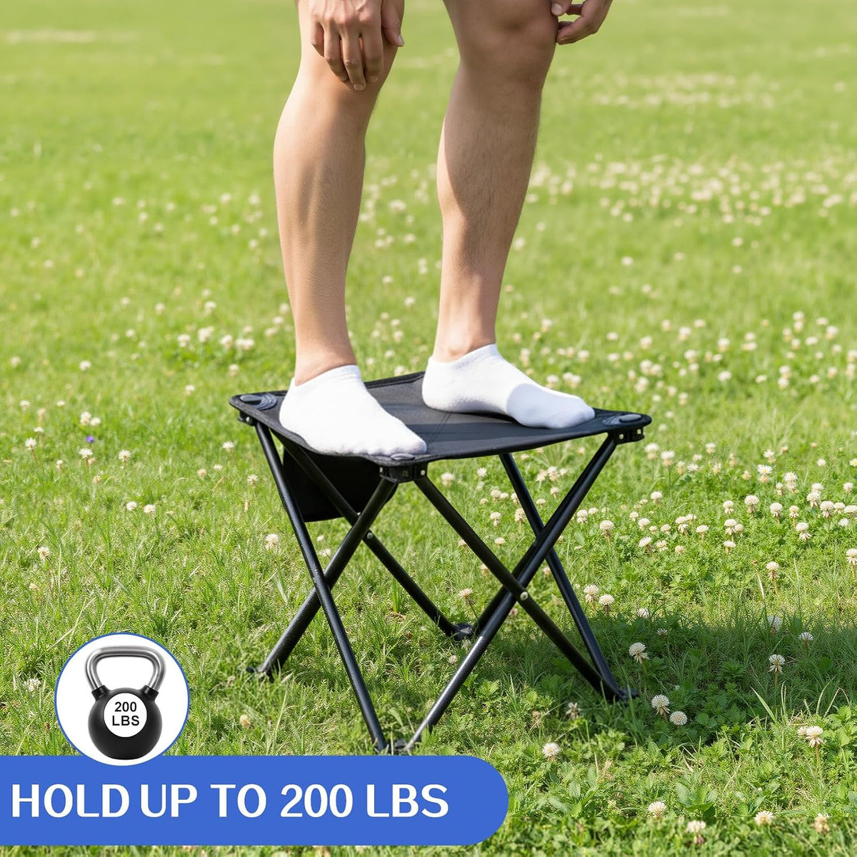 2-Pack Black Lightweight Folding Camping Stool