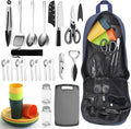 Portable Camping Cookware Set 23 Pieces Cookware Kit, Portable Outdoor Cooking and BBQ Ware for Travel, Picnics, Camping, BBQ, Party, and Other Outdoor Activities.