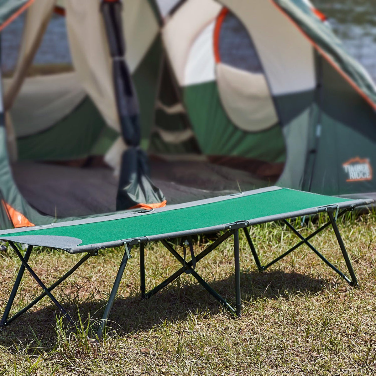 Folding Camping Cot Portable Cot Bed for Adults, Outdoor Bed Camp Cots for Sleeping with Carry Bag for Home, Travel, Office, Beach, Support up to 300lbs, Green