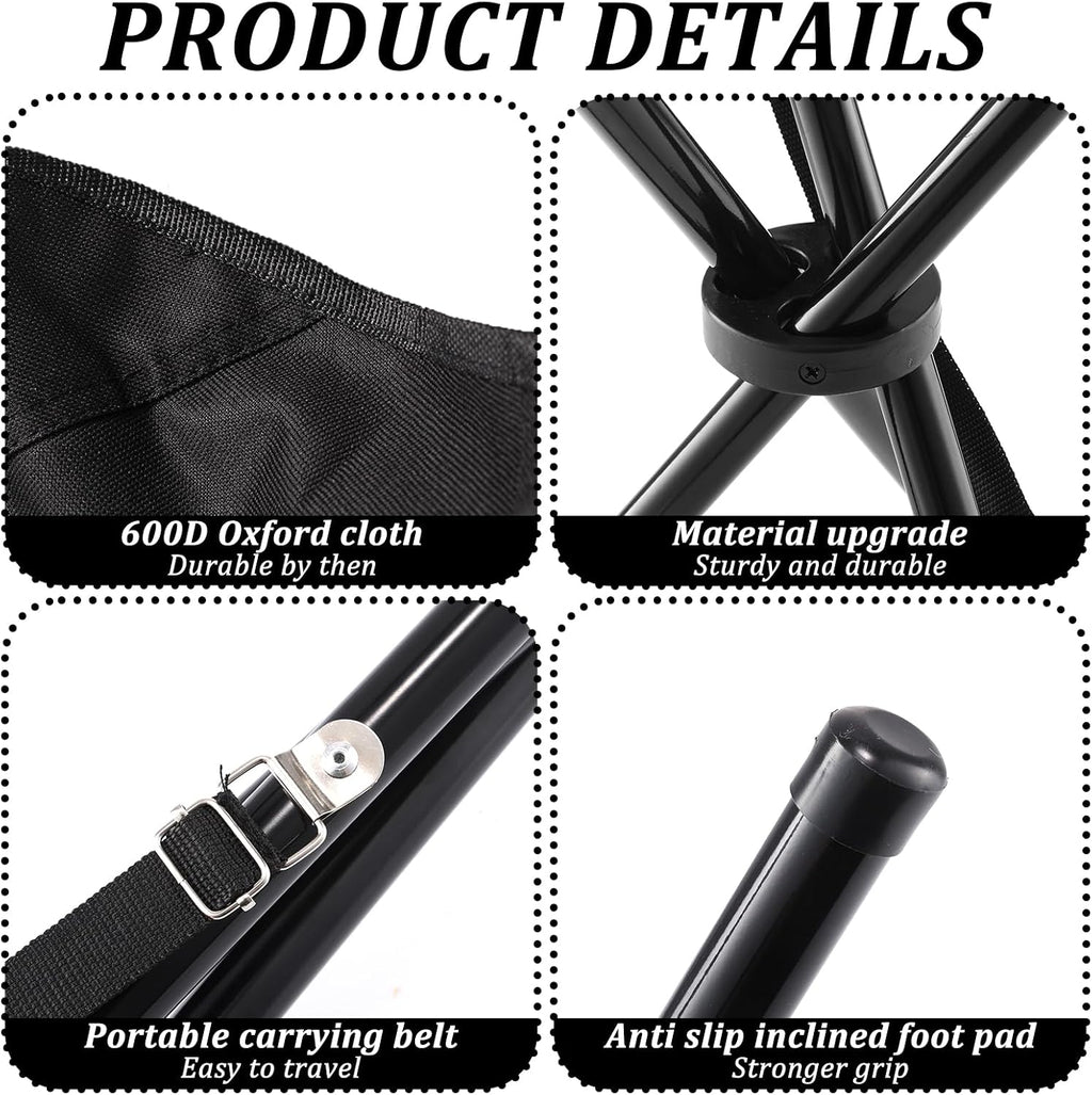 2-Piece Black Portable Tripod Stool Set