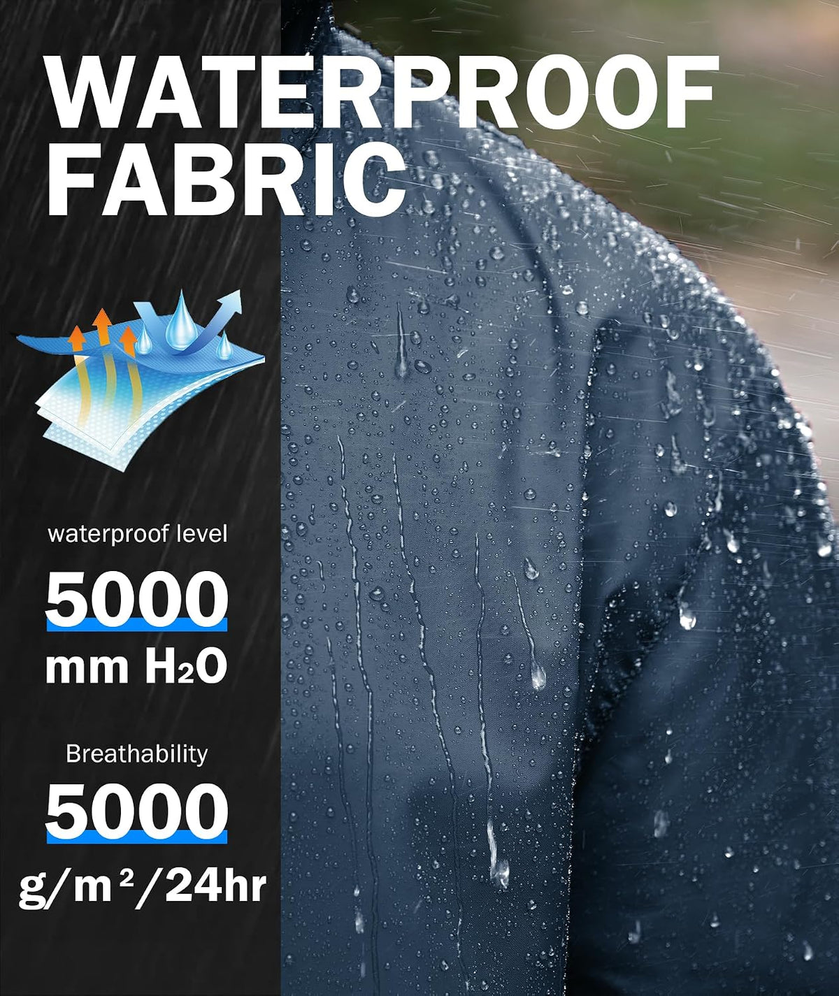 Men's Raincoat, Waterproof Hooded, Lightweight Raincoat, Golf, Hiking, Camping, Cycling