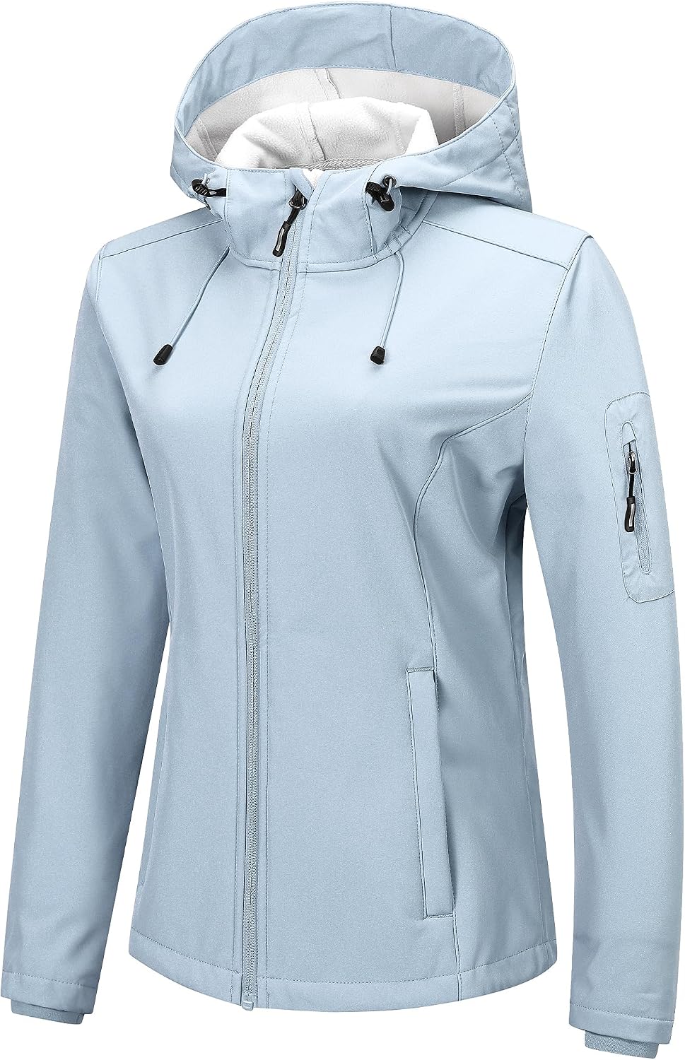 Women Softshell Jacket with Hood Fleece Lined Warm Lightweight Waterproof Insulated Windbreaker