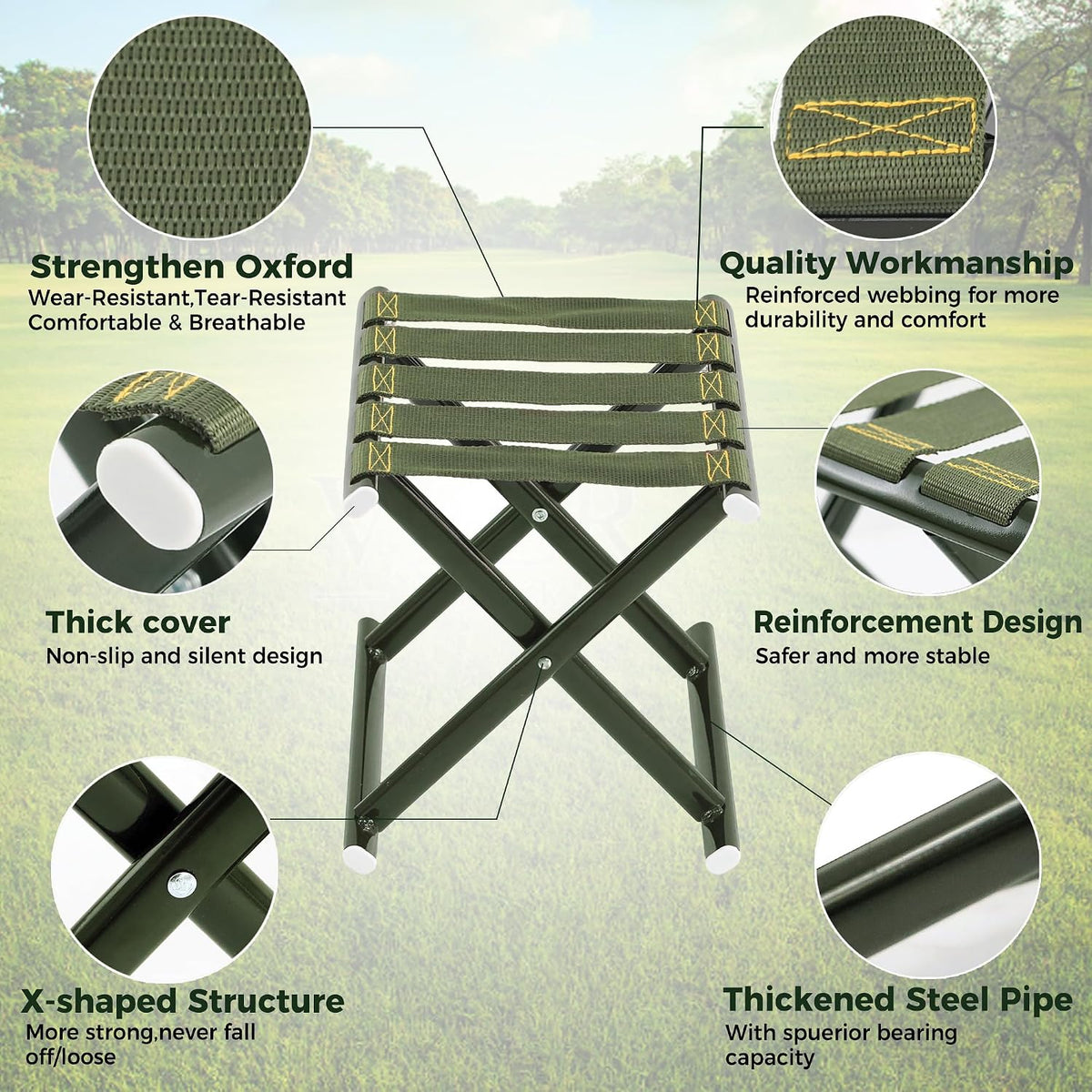 Military Green Heavy Duty Steel Folding Stool