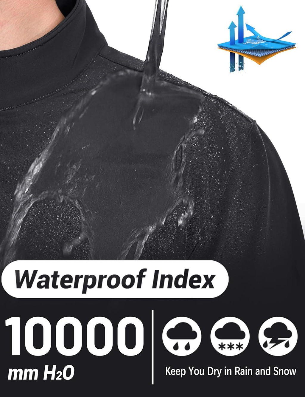 Men's Lightweight Softshell Jacket, Waterproof, Lightweight, Fleece Lined, Waterproof