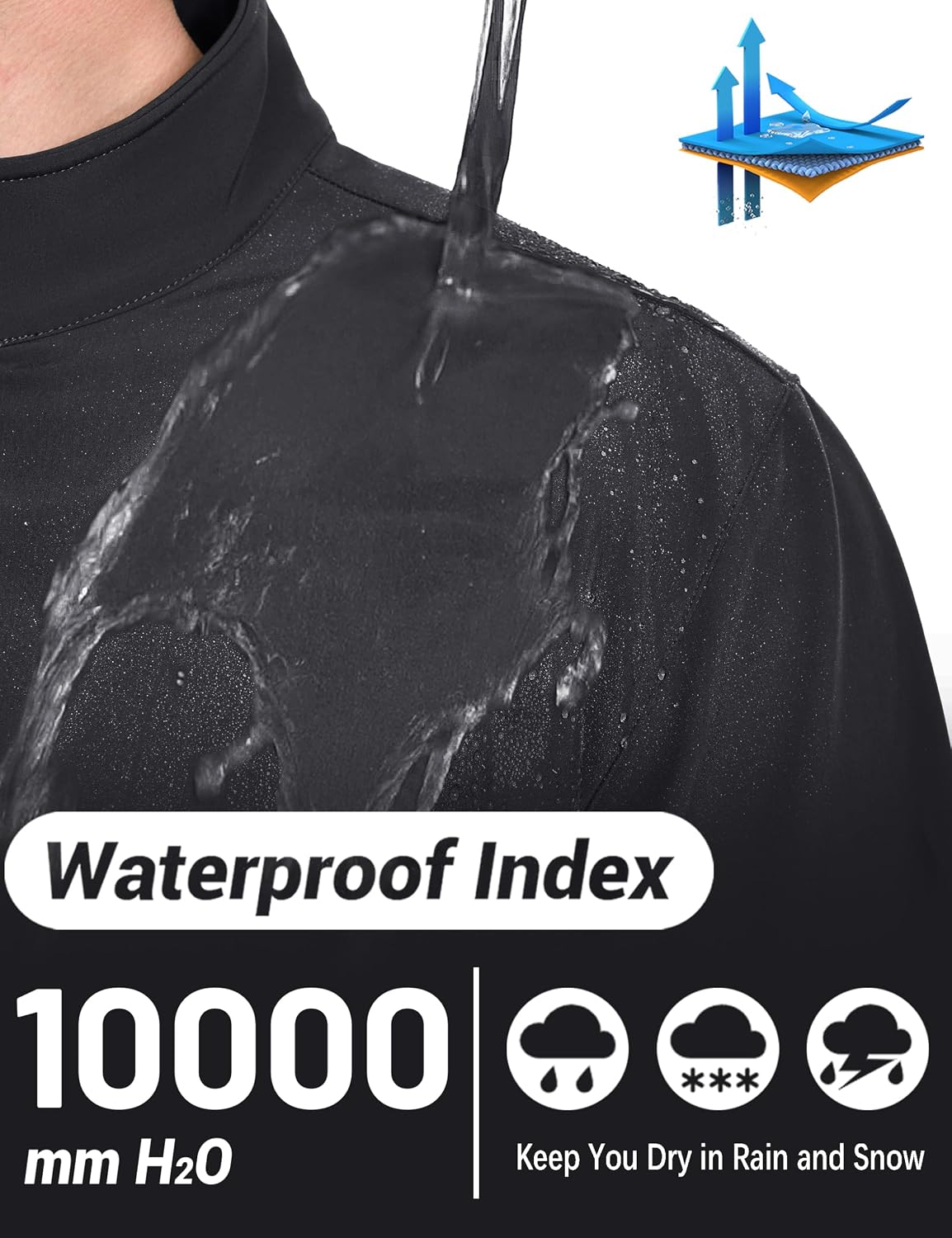 Men's Lightweight Softshell Jacket, Waterproof, Lightweight, Fleece Lined, Waterproof