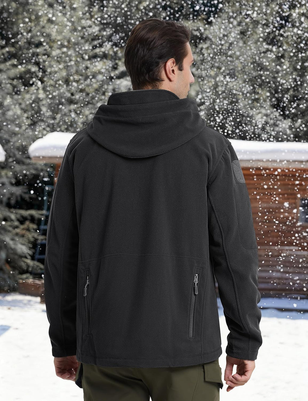 Men's Tactical Jacket, Fleece Lined, Full-Zip Military Hood, Windproof and Warm Winter Jacket