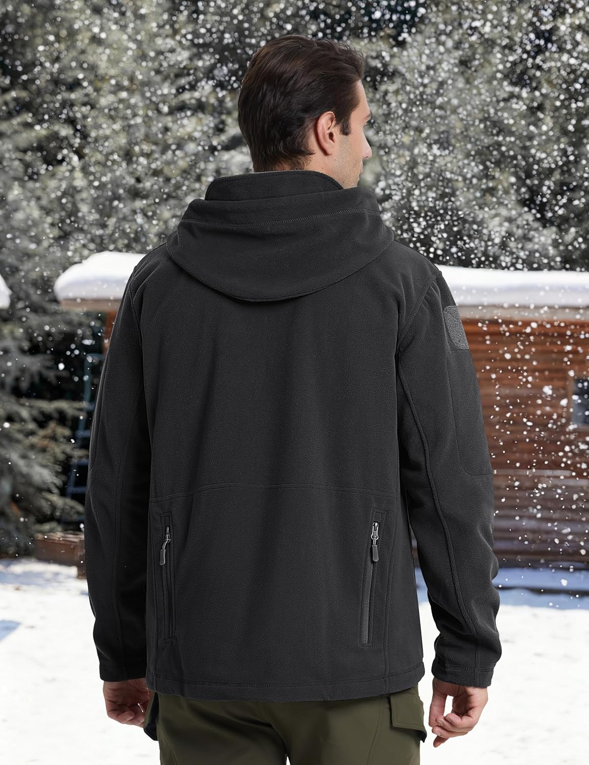 Men's Tactical Jacket, Fleece Lined, Full-Zip Military Hood, Windproof and Warm Winter Jacket